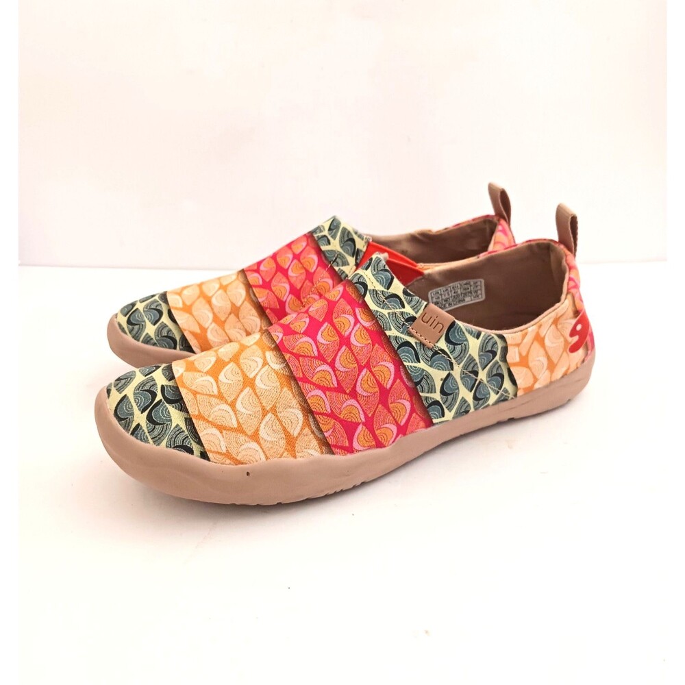 UIN Slip On Canvas Bodhi Leaf Colorful Stripe Rubber Outsole US 10